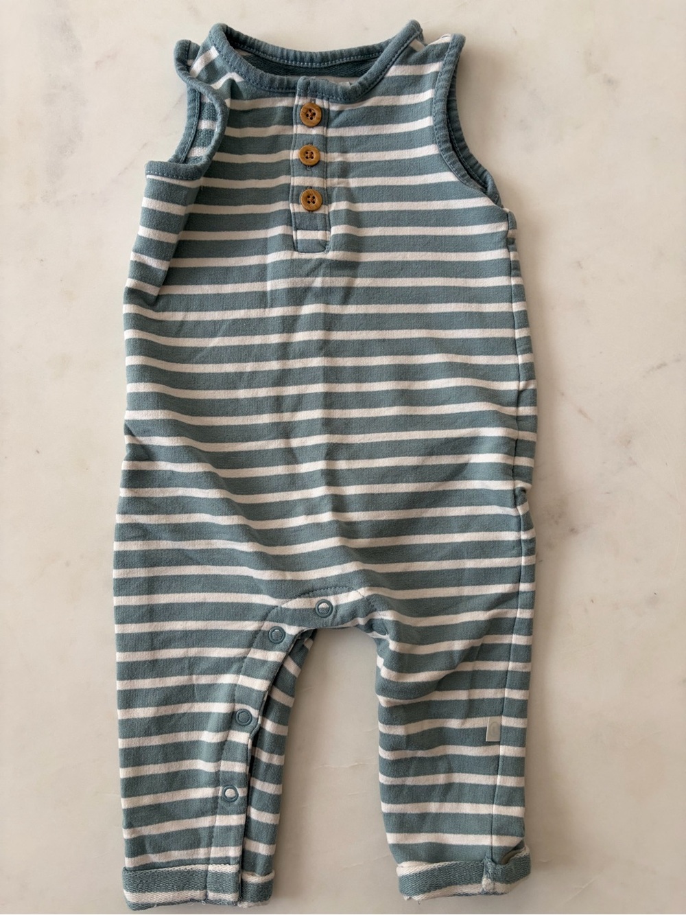 Little Planet Organic Cotton Blue and White Sleeveless Baby One-Piece Romper